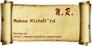 Maksa Richárd névjegykártya